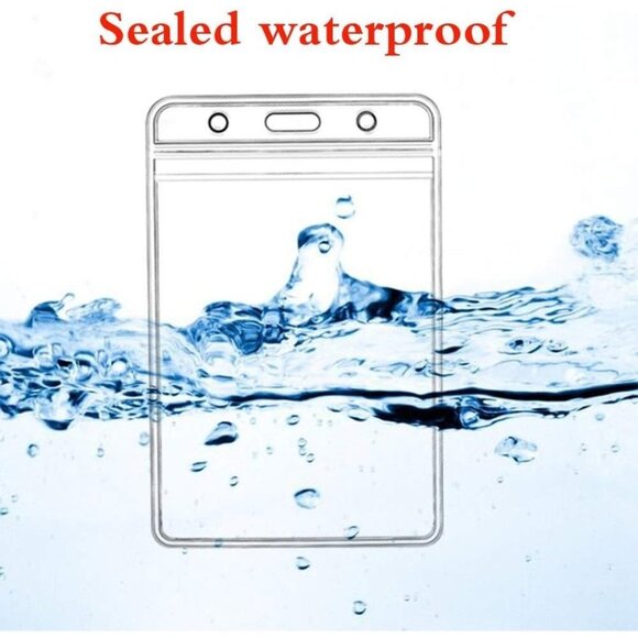 Vertical ID Badge Holders Sealable Waterproof Clear Plastic Holder,  (6Pieces)