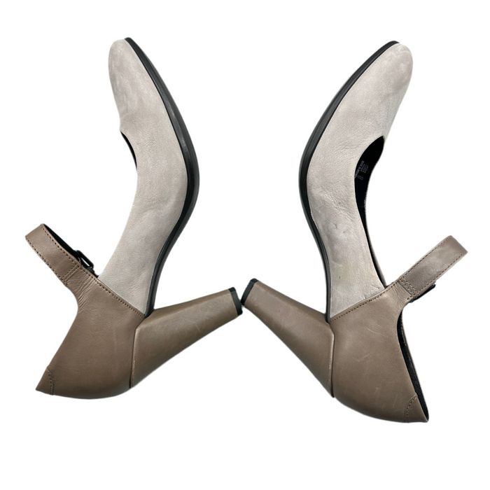 Ecco Danish Design Women’s Mary Jane Shoes, US 39, Gray Suede Leather with Heel