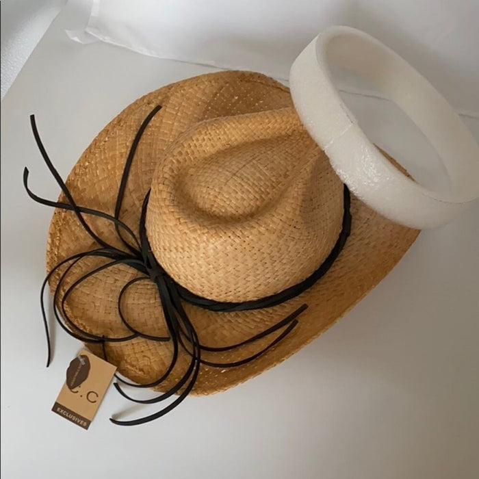 New Cowboy Women’s Stone Band Raffia Hat ⭐️⭐️⭐️⭐️⭐️NEW