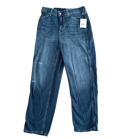 Panacheprose Free People Women’s Baby Barrel Crop Admiral Mom Blue Size Small Jeans