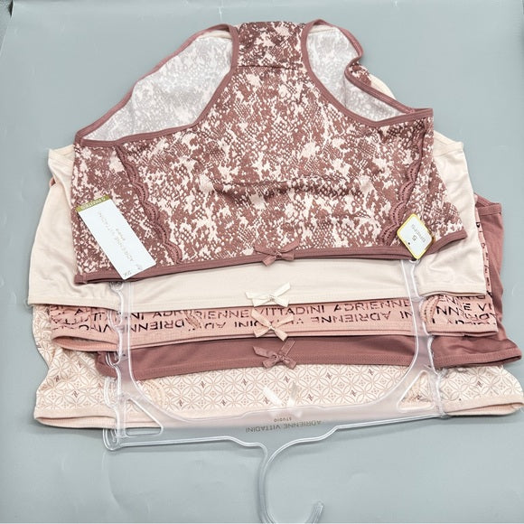 NWT 5 Set Adrienne Vittadini Women’s Size 2X  Brown and Cream Floral Panty Set