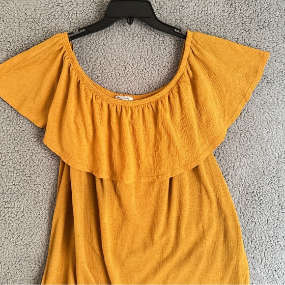 Pre - Loved Free Kisses Women's Mustard Off-Shoulder Blouse Size 2X