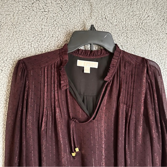 Pre - Loved Michael Michael Kors Elegant Burgundy Women's Blouse