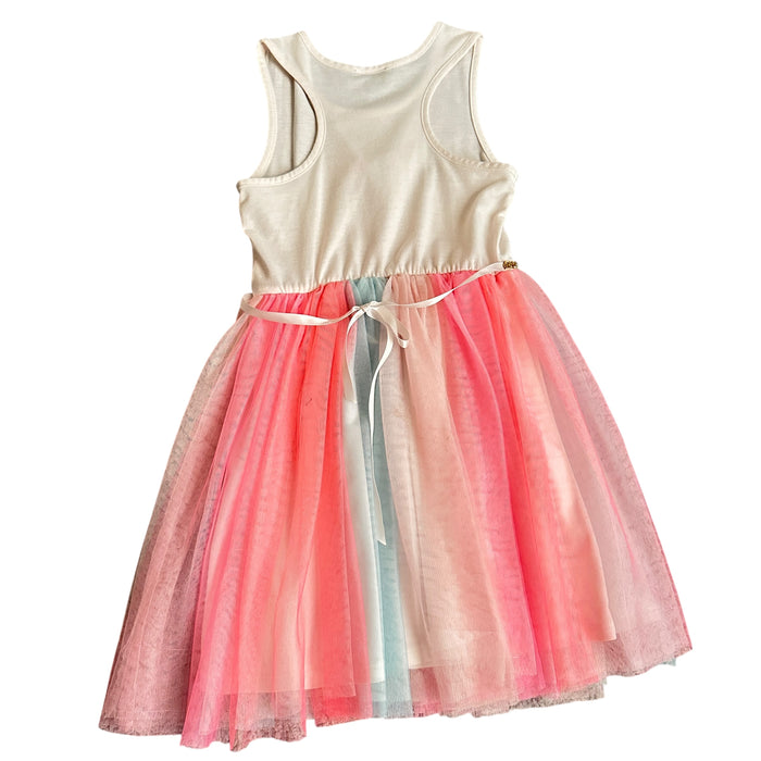 Zunie Girls Sleeveless Crew Neck Casual Belted Design Front Lining Dress