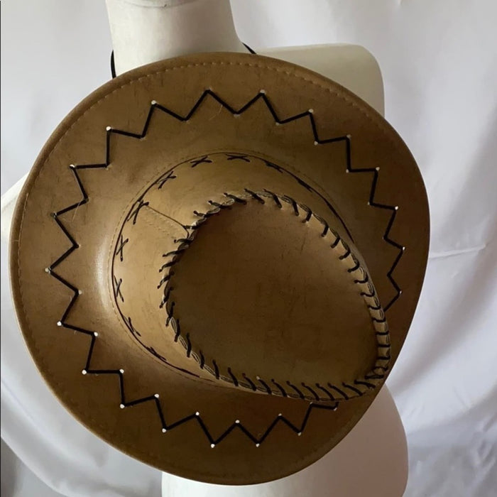 New Cowboy UNISEX Brown Brim Hat 3.5” Summer Sun Hats