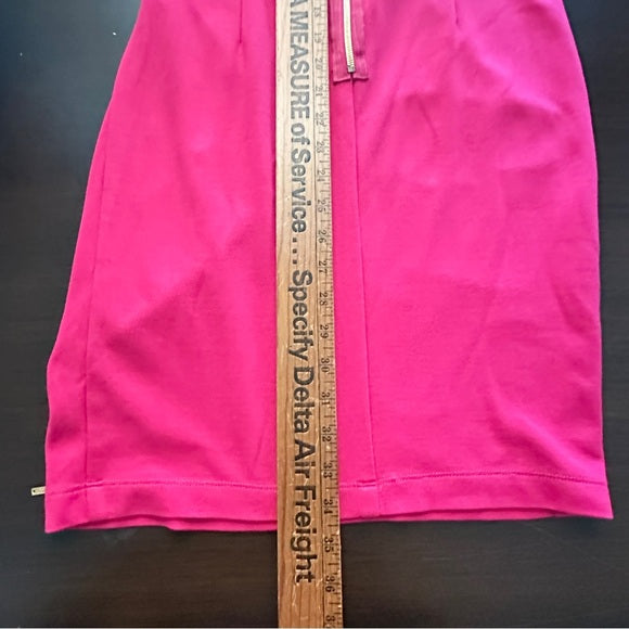 Pre - Loved Bella Bacchi Fuchsia Pleated Cap Sleeve Sheath Dress – Size 6