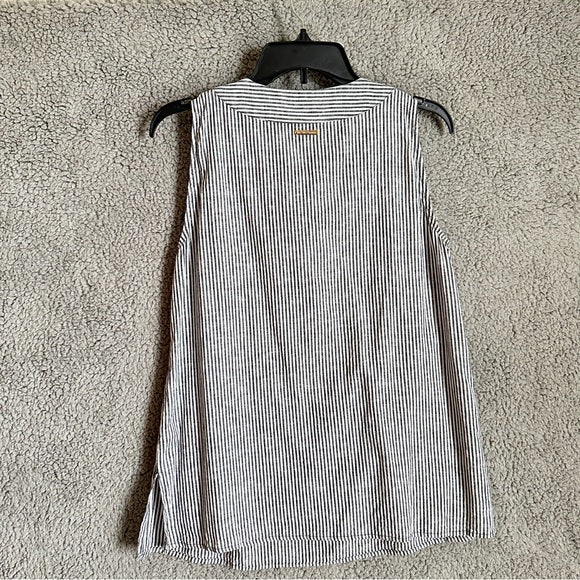 Pre - Loved Michael Michael Kors Striped Sleeveless Blouse with Detail Linen Blouse Size M