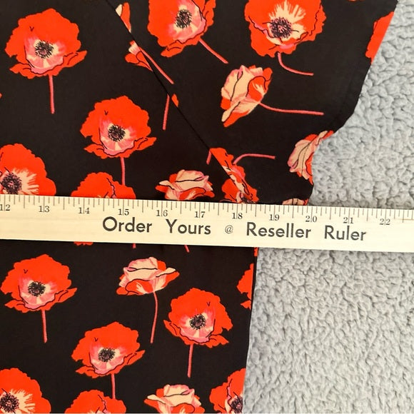 Cabi Floral Black and Red Women's Blouse Size Small