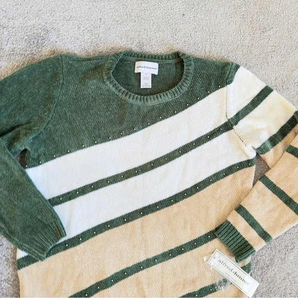 Alfred Dunne Women’s Beaded Diagonal 
Sweater Neck Colorblock Sweater Size S