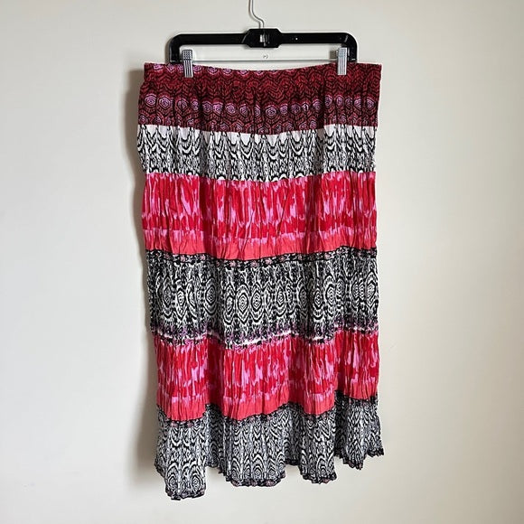 Kim Roger’s Women’s Cotton Multicolor MIDI  Elastic Waist Unlined Skirts