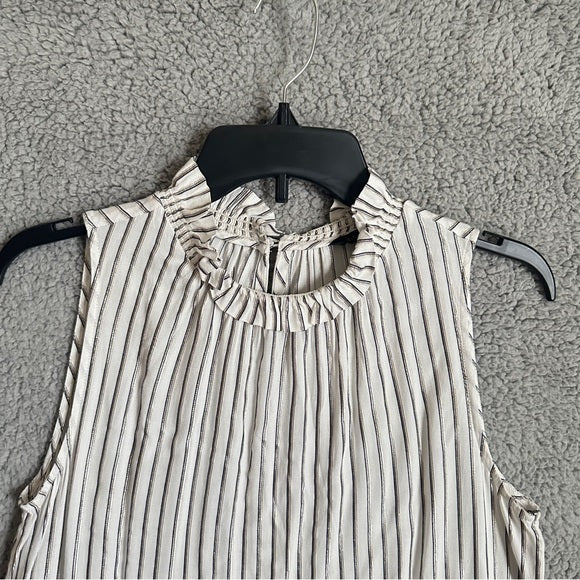 Pre - Loved Banana Republic Striped Sleeveless Blouse- Cream and Black