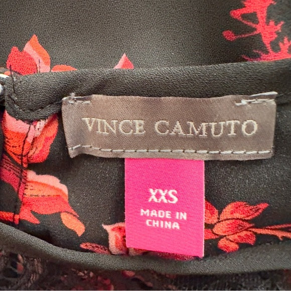 Vince Camuto Women’ Summer Lace Insert Long Floral Lightweight Lace Yoke Blouse