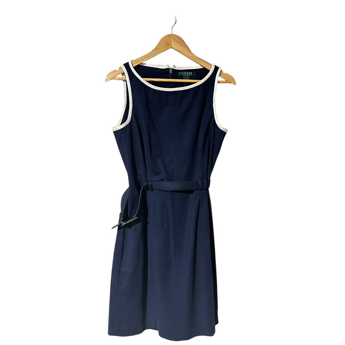 Pre - Loved Lauren Ralph Lauren Women’s Size 8 Zip Back Elegant Navy Blue Sleeveless Dress