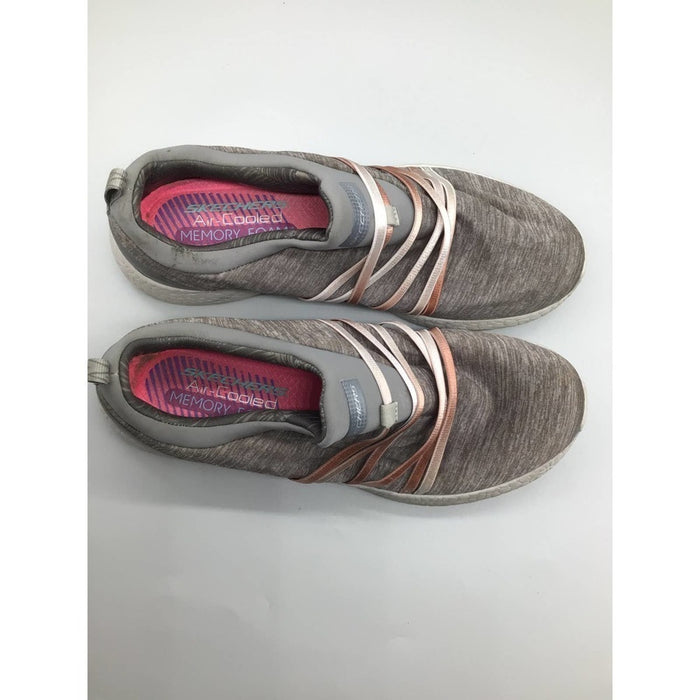 Pre - Loved Skechers Womens Low Ribbon Design Sneakers Shoes Gray Size 8