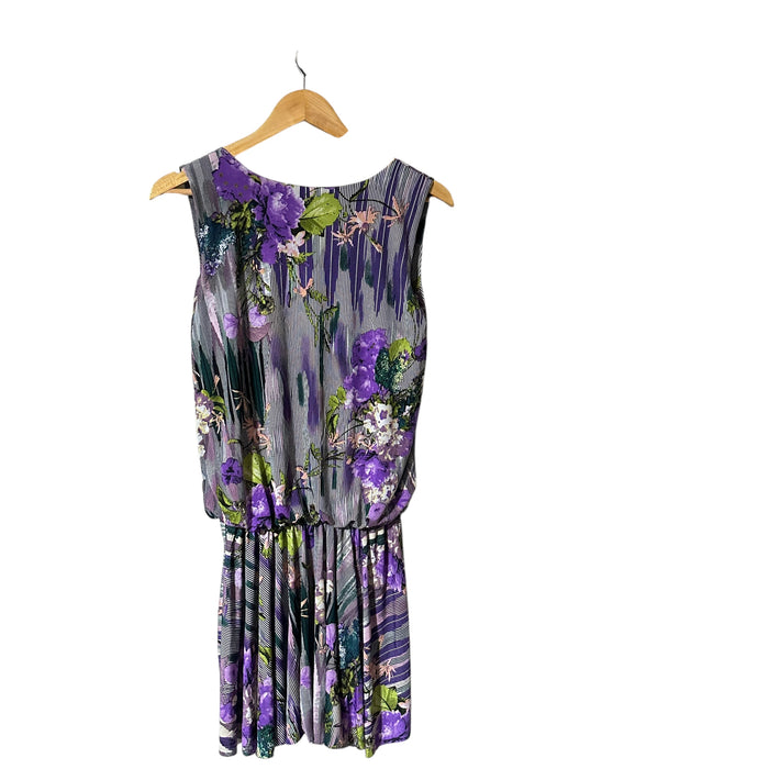 Pre - Loved Floral Sleeveless Dress - Purple and Green