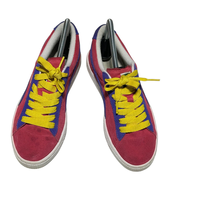 Pre - Loved Puma Pink and Yellow Suede Sneakers Size 5.5