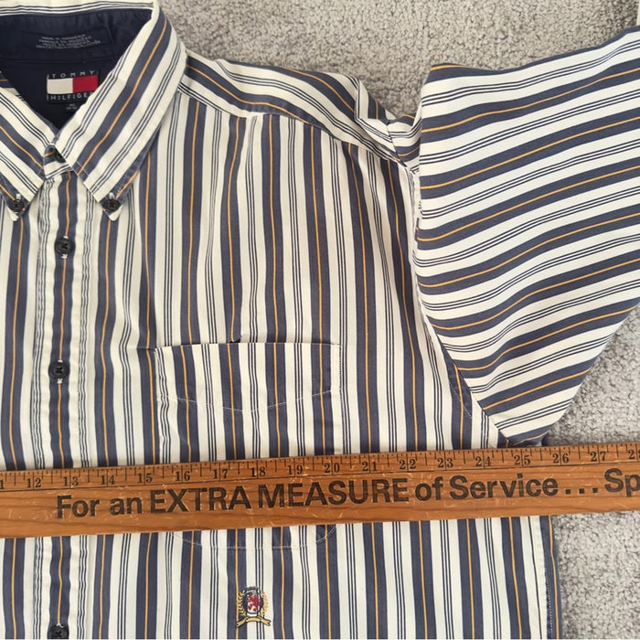Pre - Loved Vintage Tommy Hilfiger Men’s 100% Cotton Collared Striped Long Sleeve Shirt XL