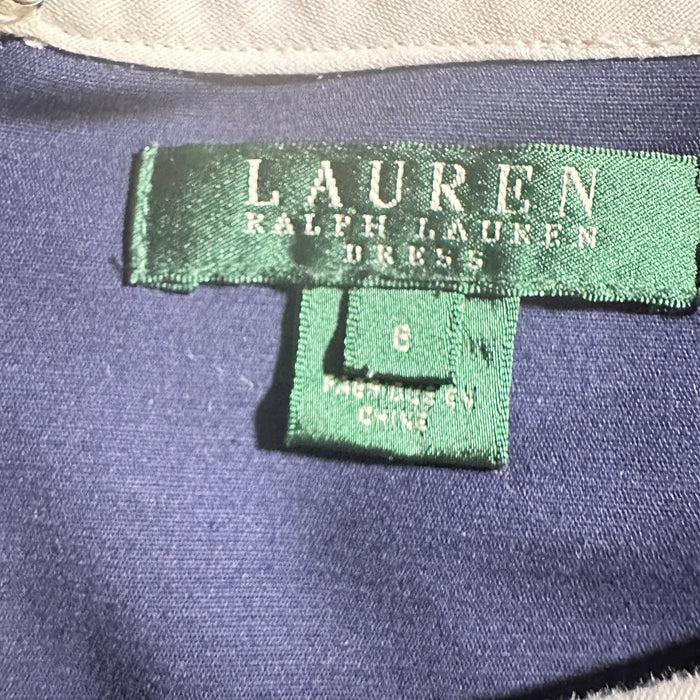 Pre - Loved Lauren Ralph Lauren Women’s Size 8 Zip Back Elegant Navy Blue Sleeveless Dress