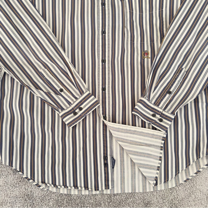 Pre - Loved Vintage Tommy Hilfiger Men’s 100% Cotton Collared Striped Long Sleeve Shirt XL