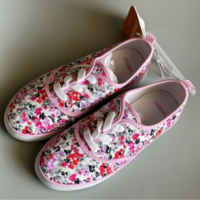 Gymboree Size 2 Floral Canvas Shoes Pink Tennis Sneakers Flat Shoes
