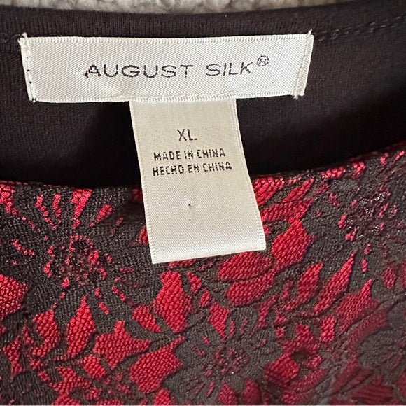Pre - Loved August Silk Elegant Red and Black Lace Women's Blouse