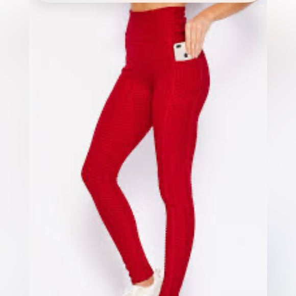 New Arrivals Red Textured Women's Leggings
