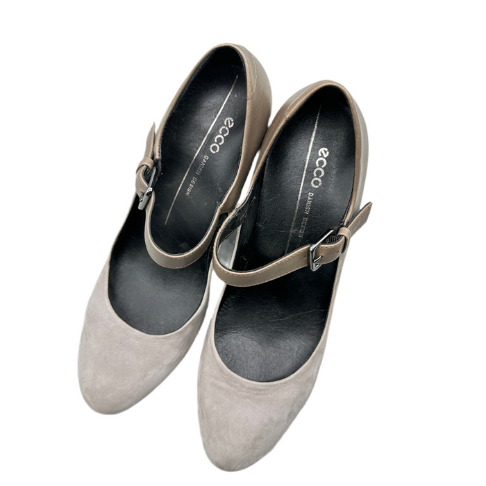 Ecco Danish Design Women’s Mary Jane Shoes, US 39, Gray Suede Leather with Heel
