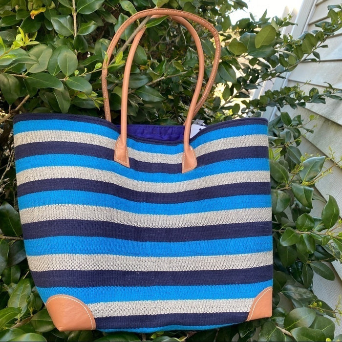 PanacheProse Straw Studios Women’s Blue  Multi Straw Tote.