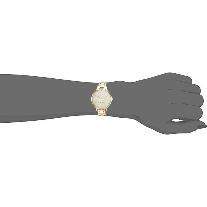 Nine West Women Gold Nine West Crystal Accented Bracelet Watch