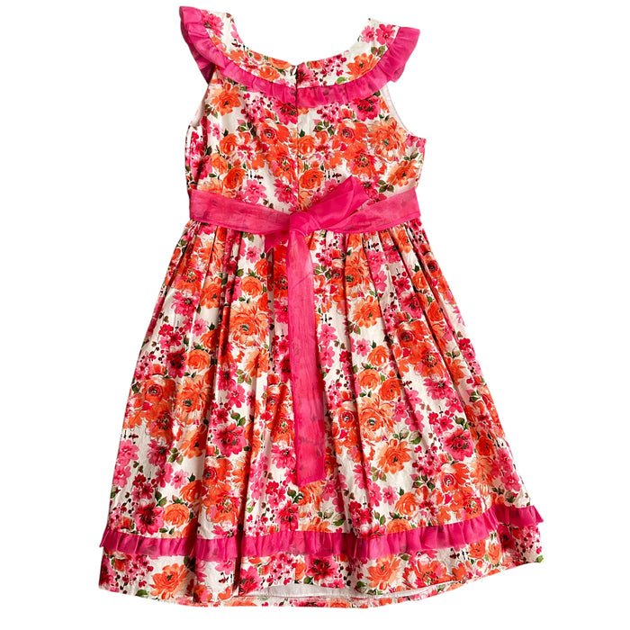 Bonnie Jean Girl Casual Sleeveless Bow Design Belted Lining Trim With Pink Dress