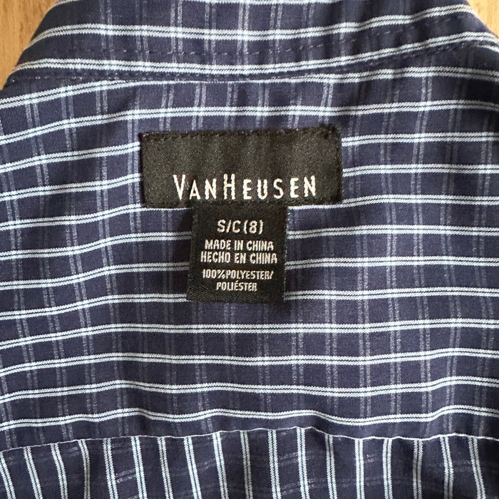 VanHeuse Boys Size 8 Casual Striped Blue Collared Summer Button Down Shirt