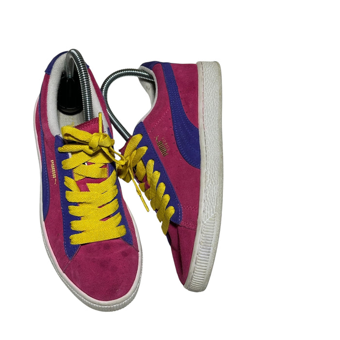 Pre - Loved Puma Pink and Yellow Suede Sneakers Size 5.5