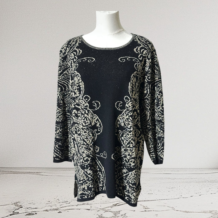 Pre-Loved BonWorth Metallic Sweater – Women’s Size M, Black & Grey