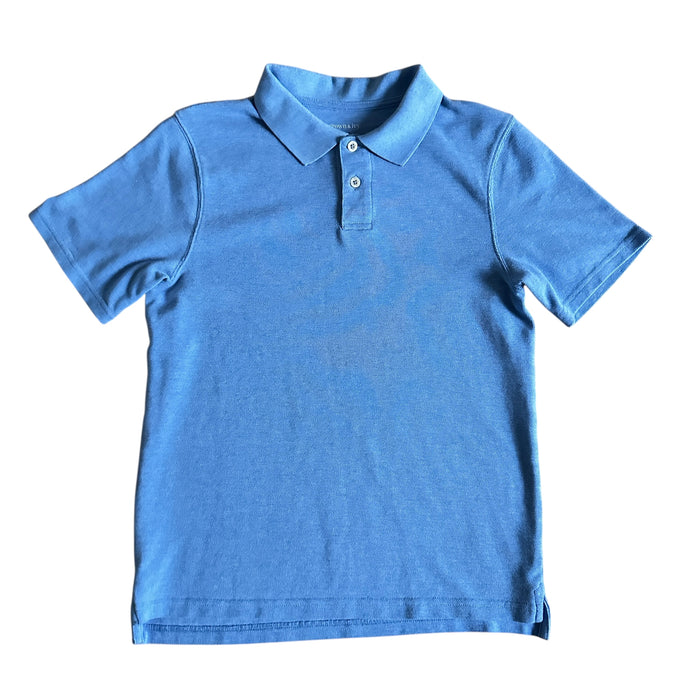 Crown & Ivy Boys Size L Polo Button Blue Short Sleeve Casual Summer Shirt