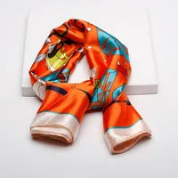 Women’s Cartoon Print Silk Scarf – Fashion Imitation Mulberry Satin Wrap for All Seasons
