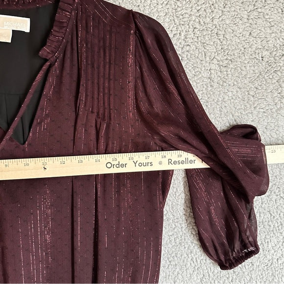 Pre - Loved Michael Michael Kors Elegant Burgundy Women's Blouse