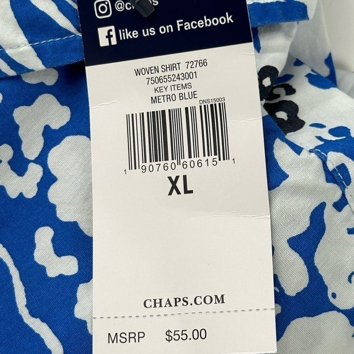 Chaps Size XL Men’s 1% Cotton Printed Short Sleeve Casual Shirt"