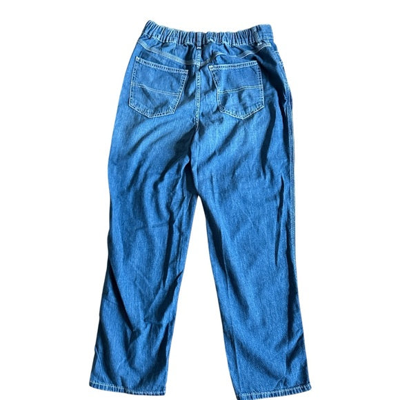 Panacheprose Free People Women’s Baby Barrel Crop Admiral Mom Blue Size Small Jeans