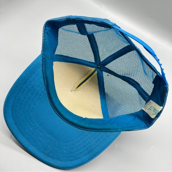 Pre - Loved Vintage Peggy’s Cove Nova Scotia Trucker Hat – Blue Snapback (AJM Headwear) Pre-Owned