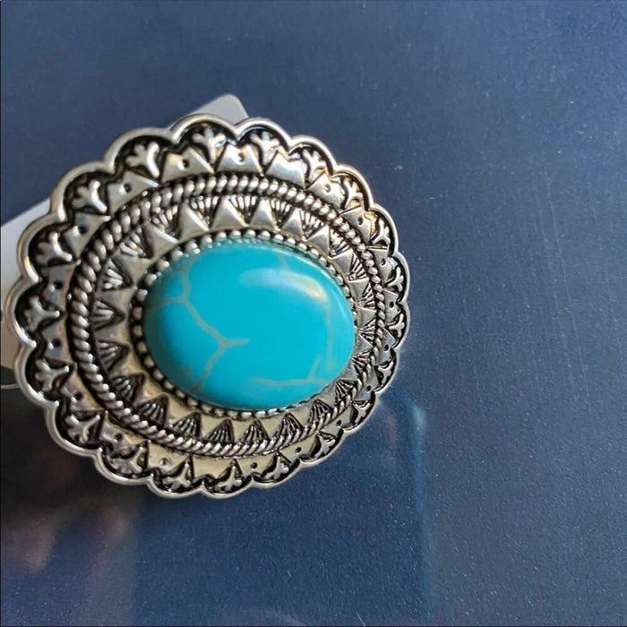 New Boho Unique Oval Turquoise Ring