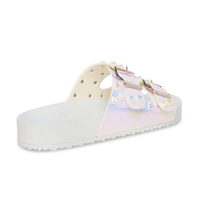 Brand New Madden Girl Women’s Adult Casual Teddy Stud Footbed Sandals Size 8M