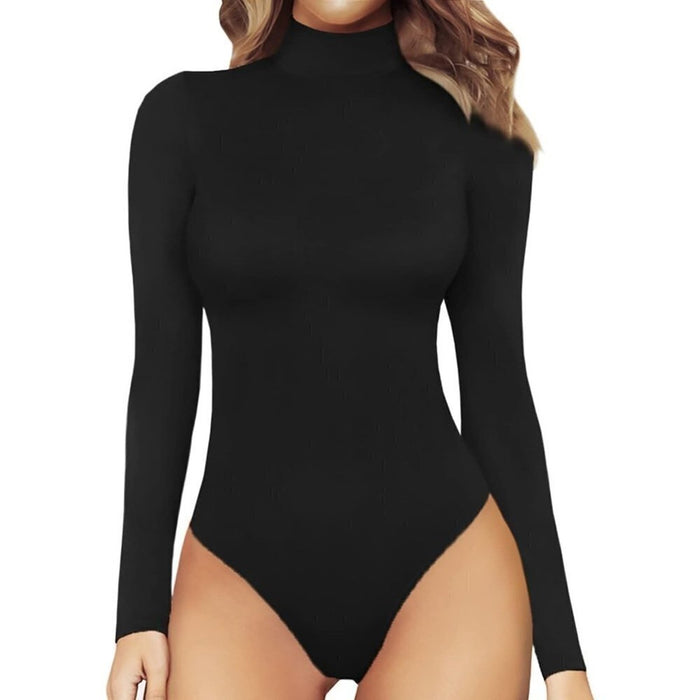 PanacheProse Women's Mock Turtle Neck Long Sleeve Tops Bodysuit Jumpsuit M,L,XL