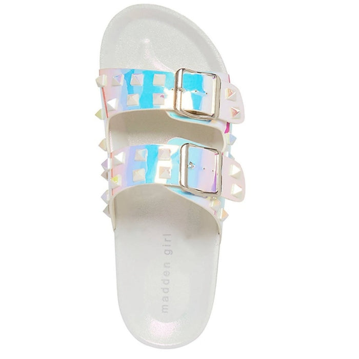 Brand New Madden Girl Women’s Adult Casual Teddy Stud Footbed Accent Chic Sandals Size 9M