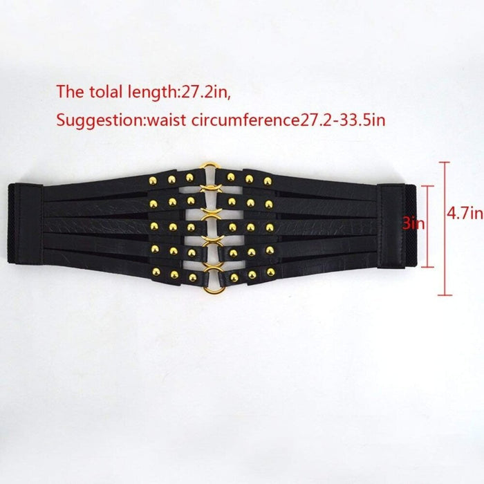 PanacheProse '- Women Black Cinch Tied Corset Elastic Wide Waist Belt Underbust Waistband