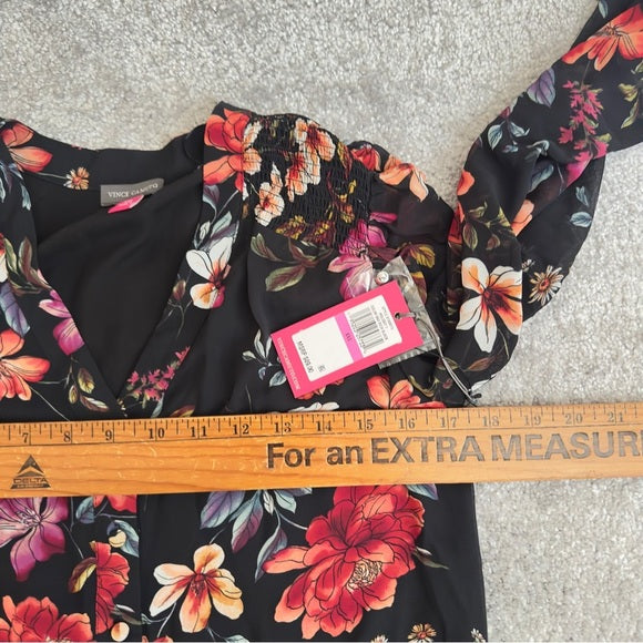 Vince Camuto Women’s Summer V Neck Long Sleeve Floral Lightweight Blouse  Sz XXS