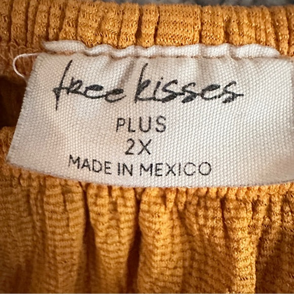 Pre - Loved Free Kisses Women's Mustard Off-Shoulder Blouse Size 2X