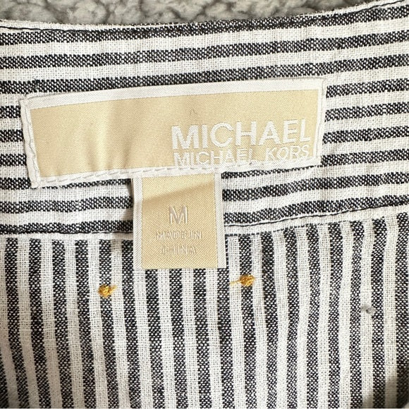 Pre - Loved Michael Michael Kors Striped Sleeveless Blouse with Detail Linen Blouse Size M