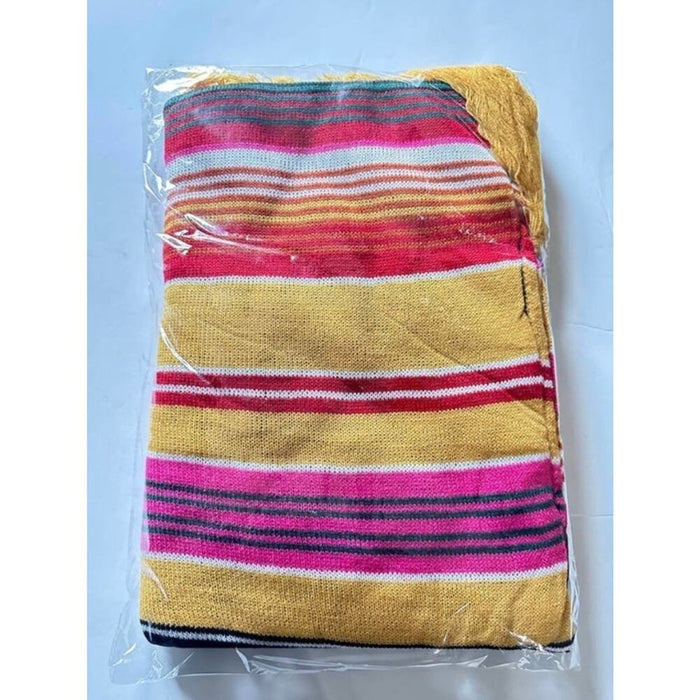 New Boho Bull Skull Serape Stripe Poncho Muiticolor Mustard