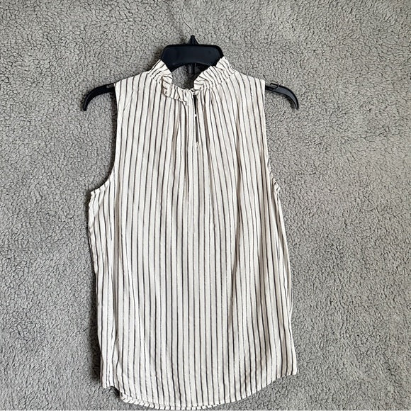 Pre - Loved Banana Republic Striped Sleeveless Blouse- Cream and Black