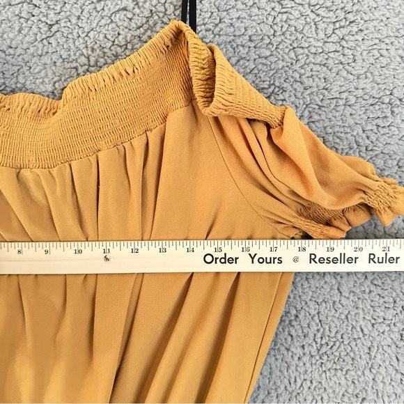 Pre - Loved Perch By Blue Pepper Women's Mustard Smocked Blouse Size 1XL